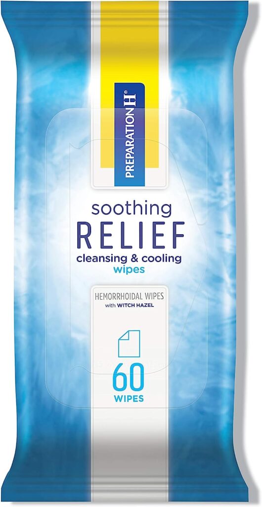 Preparation H Soothing Relief Cleansing  Cooling Wipes, Aloe and Witch Hazel Wipes for Butt Itch Relief - 60 Count
