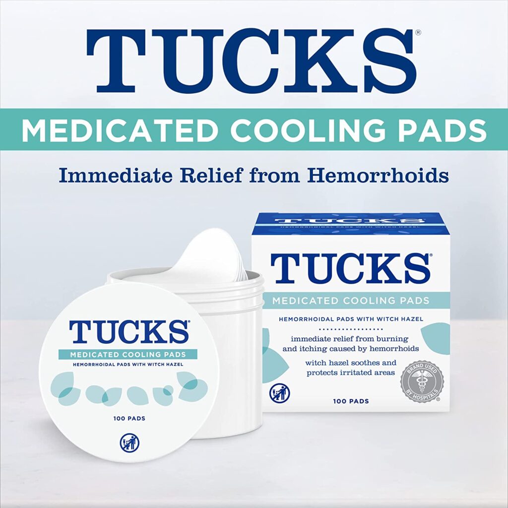 TUCKS Medicated Cooling Pads, 100 Count â Hemorrhoid Pads with Witch Hazel, Cleanses Sensitive Areas, Protects from Irritation, Hemorrhoid Treatment, Medicated Pads Used By Hospitals